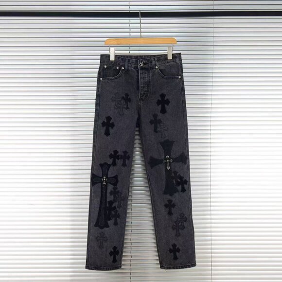 Come Hearts Black Black Leather Big Devil Cow King Jeans - Picture 1 of 15
